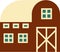 Colorful Vector Image of a Barn Building in Retro Style.