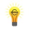 Colorful vector lightbulb with euro, business idea