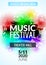 Colorful vector music festival concert template flyer. Musical flyer design poster with notes