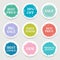 Colorful vector paper circle, sticker, label, banner with brush strokes.