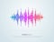 Colorful vector pixelated sound waves. Abstract bubbles speaking voice wave isolated design element on white background