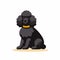 Colorful Vector Portrait Of A Pensive Black Poodle In Traditional Poses