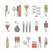 Colorful vector pyrotechnic icons. Firework explosion elements. Line petard salute illustration. Firecracker set