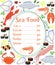 Colorful vector seafood menu poster