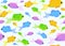Colorful vector seamless pattern with coloured marine fish