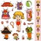 Colorful vector set, paper doll and clothes