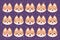Colorful vector set of small cute akita emoticons.