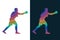 Colorful Vector Silhouette of Boxers. Isolated vector colored images. Abstract vector image of sportsmen.