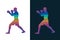 Colorful Vector Silhouette of Boxers. Isolated vector colored images. Abstract vector image of sportsmen.