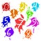 Colorful Vector Splashes and Numbers - Blot, Stains Set. set splash color