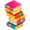 Colorful vector stack of books with bookmarks