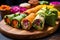 colorful vegetable fillings for shawarma on a chopping board