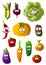 Colorful vegetables characters with happy smiles