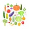 Colorful vegetables clipart set. Vegetable colored cartoon collection.