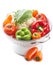 Colorful vegetables in colander isolated