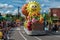 Colorful vegetables float in Sesame Street Party Parade at Seaworld
