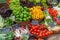 Colorful vegetables and salad for sale