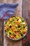 Colorful Vegetarian Paella Rice Dish Served in Pan