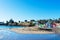 Colorful Venetian Court is a residential seaside beach resort at the edge of the lagoon and historic Capitola Wharf