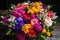 colorful vibrant bouquet of various flowers