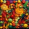 Colorful and Vibrant Fruit and Vegetable Tapestry