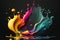 Colorful Vibrant Liquid Splash. Creative Splash, Amazing colorful paint mix splash background, Ai generated