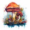 Colorful and vibrant mushroom dance party