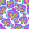 Colorful and vibrant pansy flowers seamless pattern, violet flowers