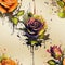 Colorful and vibrant pattern with splattered roses and dripping paint (tiled)