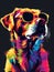 Colorful Vibrant Pop Art Labrador Retriever Wearing Sunglasses