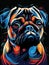 Colorful, Vibrant Pop Art Portrait of a Pug Dog