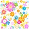 Colorful vibrant stylized flowers background