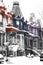 Colorful victorian houses in Montreal during winte