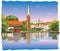 Colorful view on Church of St. Mary in Lubeck