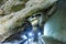 A colorful view of the ice cave in the glacier in slovakia