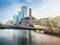 Colorful view of Malmo Skyline and Hamnkanalen Canal - Malmo, Sweden