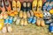 Colorful vintage Dutch wooden clogs