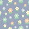 Colorful vintage floral stems repeat pattern with blue background vector design