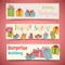 Colorful vintage gift postcard banners concept.