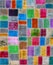 Colorful vintage patchwork rug with ethnic design