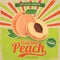 Colorful vintage Peach label poster vector