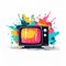 Colorful Vintage Retro Tv Illustration With Neo-pop Style