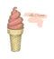 Colorful vintage sketchy style illustration of an ice cream