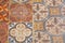 Colorful vintage style ceramic tile. Retro patterned texture and background. Colonial house floor by old times