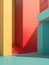 Colorful vivid architectural forms. Summer minimalist architecture background. Created with generative Ai