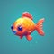 Colorful Voxel Art Fish Character With Cute Minecraft-inspired Design