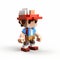 Colorful Voxel Art Toy Figure With Hat - Detailed Character Design