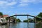 Colorful walkway concrete bridge over canal