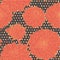 Colorful warm orange seamless floral aster pattern with dots