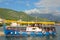 Colorful water bus in port of Tivat